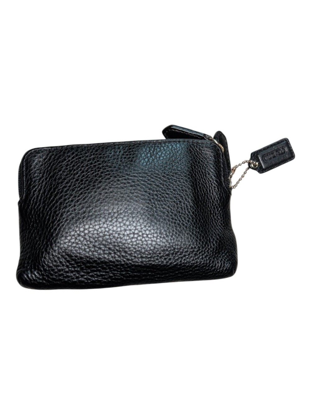 COACH Black Pebbled Leather Double Zip Wristlet - Picture 2 of 10